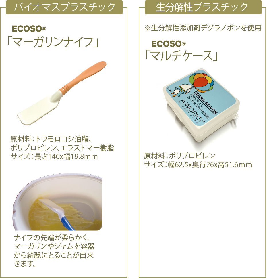 バイオマスプラスチック ECOSO マーガリンナイフ マルチケース